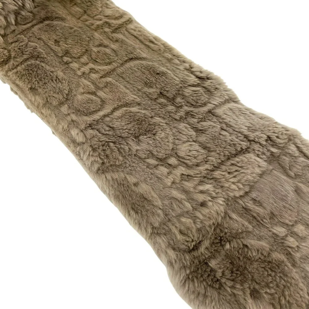Christian Dior Vintage Trotter Monogram Logo Fur Scarf Shawl Olive [105195]